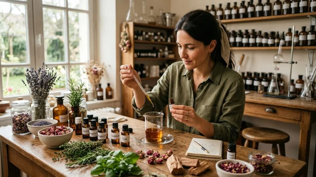 Woman adding liquid to beaker 202606091849